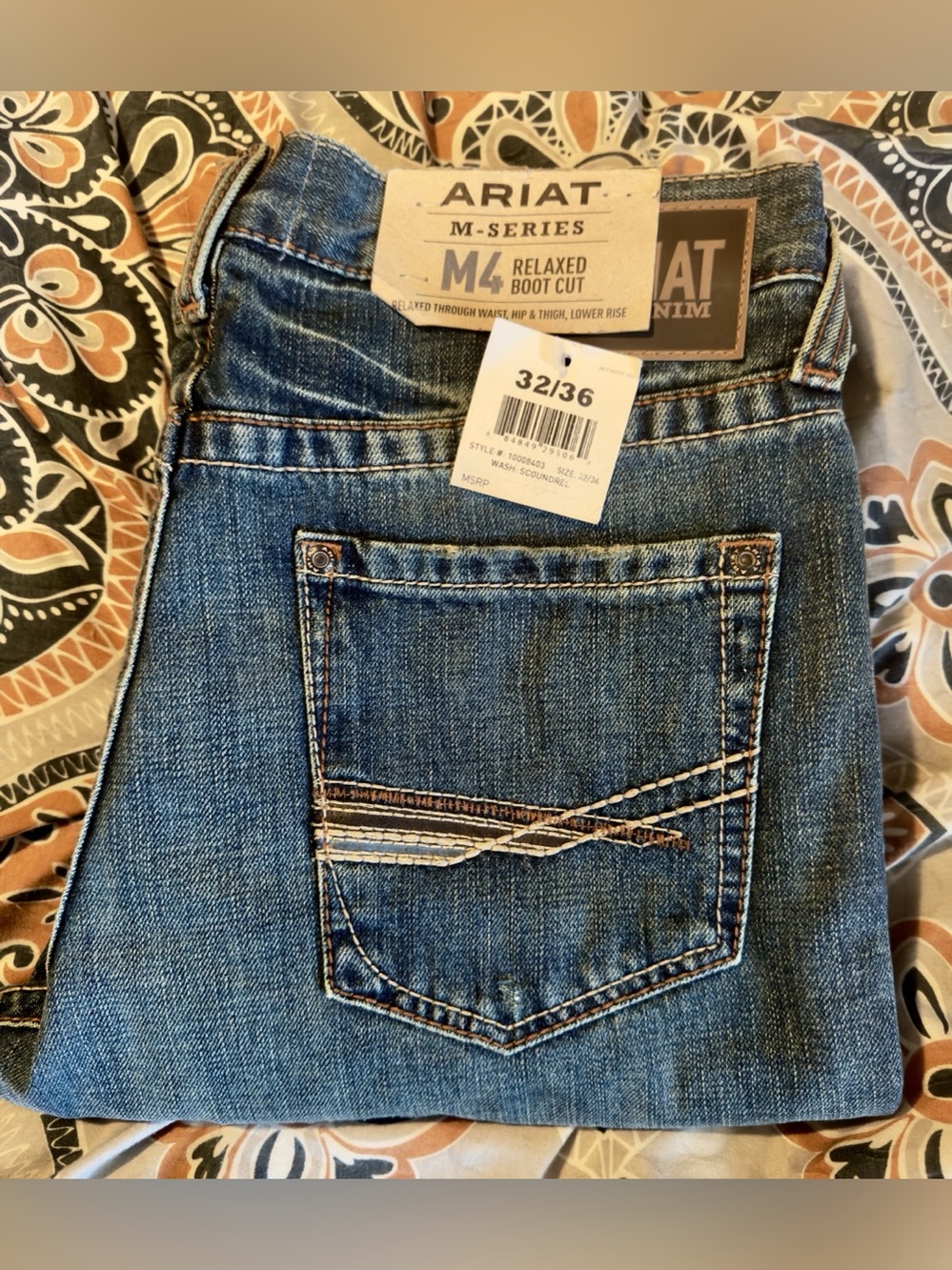 Ariat M-Series M4 Relaxed Boot Cut Men's Blue Jeans Waist 32/36 NWT